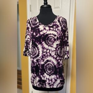 a.n.a Purple and White Tie-Dye Blouse